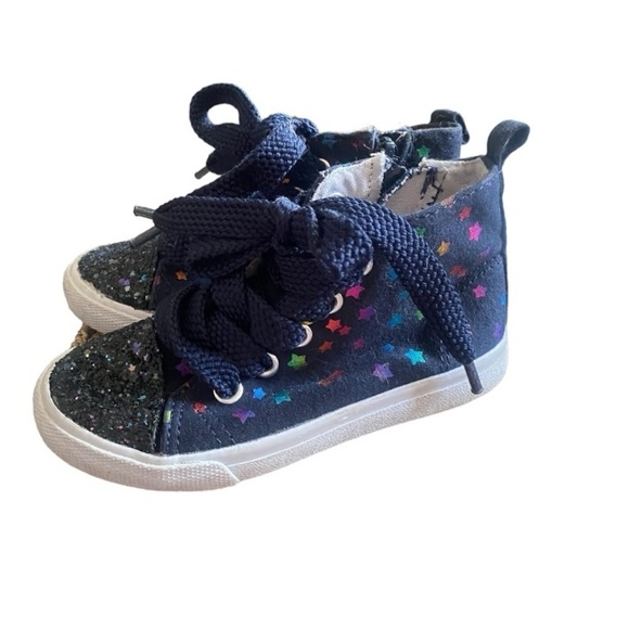 Cat & Jack Other - Cat & Jack Girls High Top Navy Blue with Stars Sneakers